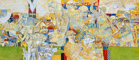 Tiger Woods_The Moment Before Victory 160in X 36in Oil and Acryl on canvas