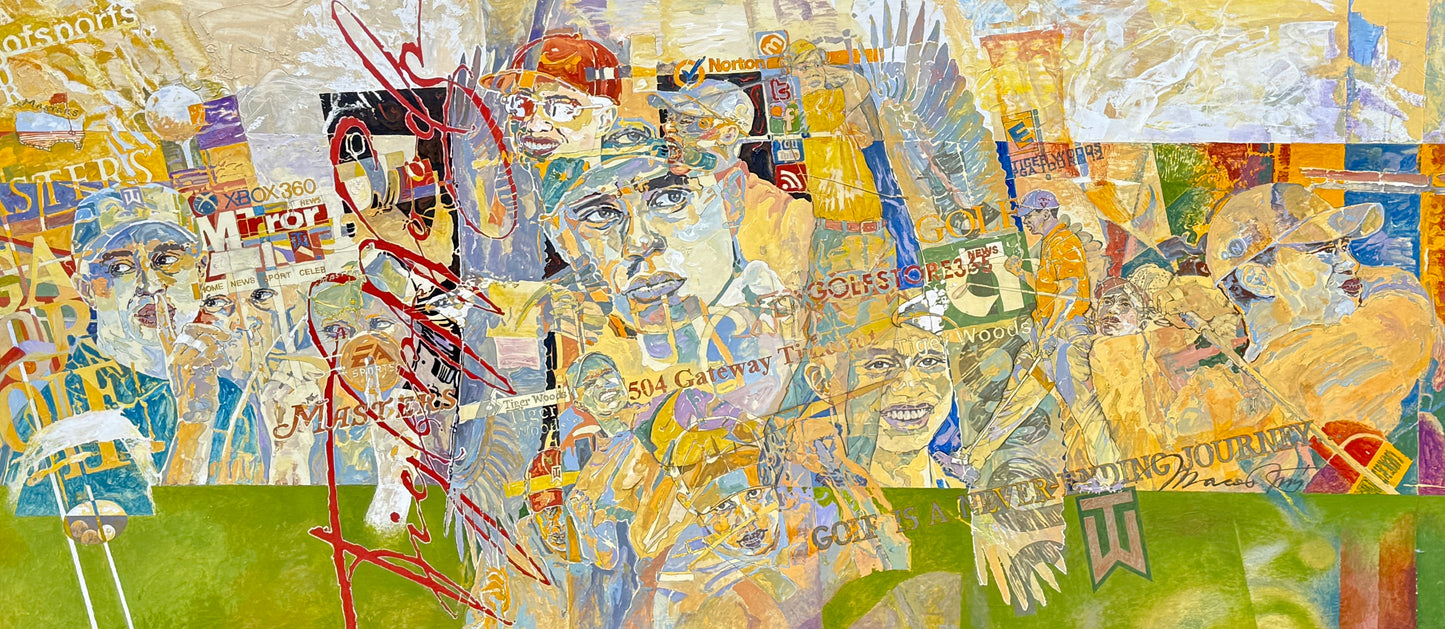Tiger Woods_The Moment Before Victory 160in X 36in Oil and Acryl on canvas
